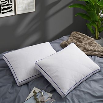 Unikome 2 Pack Diamond Quilted Goose Down & Feather Gusseted Bed Pillows