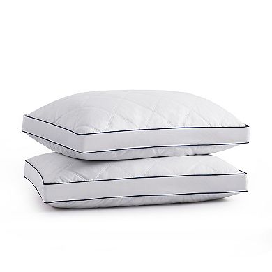 Unikome 2 Pack Diamond Quilted Goose Down & Feather Gusseted Bed Pillows