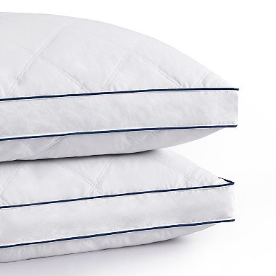 Unikome 2 Pack Diamond Quilted Goose Down & Feather Gusseted Bed Pillows