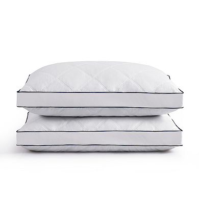 Unikome 2 Pack Diamond Quilted Goose Down & Feather Gusseted Bed Pillows