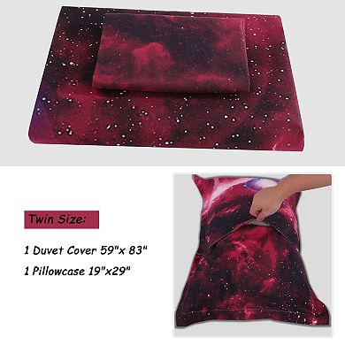 Galaxy Sky Cosmos Night Pattern 3D Printed Bedding Duvet Cover Set Single 2 Pcs