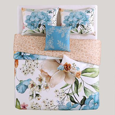Bebejan Maia Blue 100% Cotton 5-piece Reversible Comforter Set