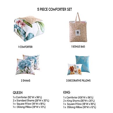 Bebejan Maia Blue 100% Cotton 5-piece Reversible Comforter Set