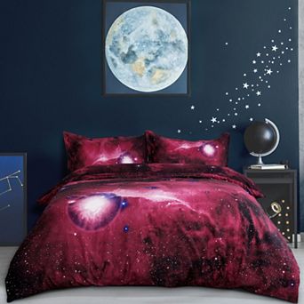 Galaxy Sky Cosmos Night Pattern 3D Printed 4 pc Bedding Duvet Cover Set Queen