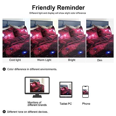 Galaxy Sky Cosmos Night Pattern 3D Printed 4pcs Bedding Duvet Cover Set Queen