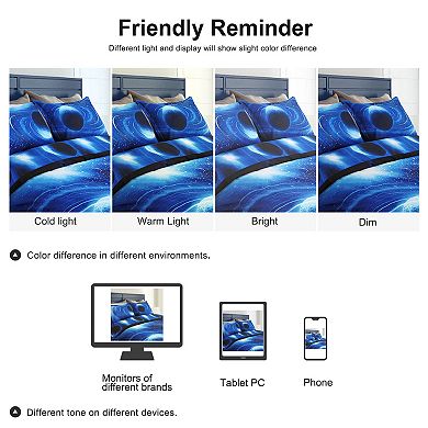 Galaxy Sky Cosmos Night Pattern 3D Printed 3pcs Bedding Duvet Cover Set Queen