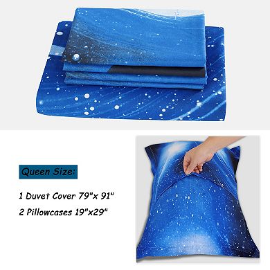 Galaxy Sky Cosmos Night Pattern 3D Printed 3pcs Bedding Duvet Cover Set Queen