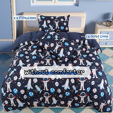 3 Piece Kids Bedding Set Polyester Microfiber Fabric Kids Duvet Cover Queen
