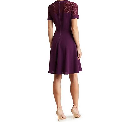 Women's Focus By Shani Fit & Flare Crepe & Lace Dress 