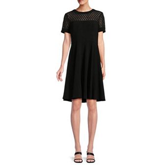 Women's Focus By Shani Fit & Flare Crepe & Lace Dress
