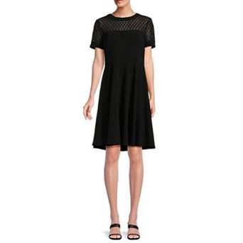 Women's Focus By Shani Fit & Flare Crepe & Lace Dress