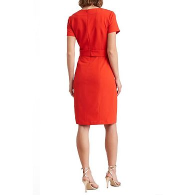 Women's Focus By Shani Crepe Sheath Dress with Bow Detail