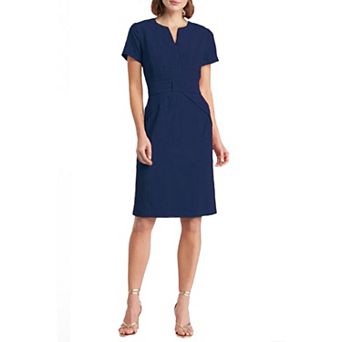 Women's Focus By Shani Crepe Sheath Dress with Bow Detail