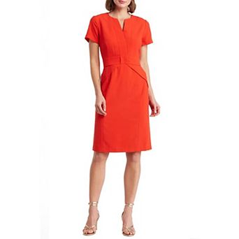 Women's Focus By Shani Crepe Sheath Dress with Bow Detail