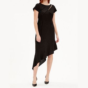 Women's Focus By Shani Asymmetrical Striped Sheath Midi Dress