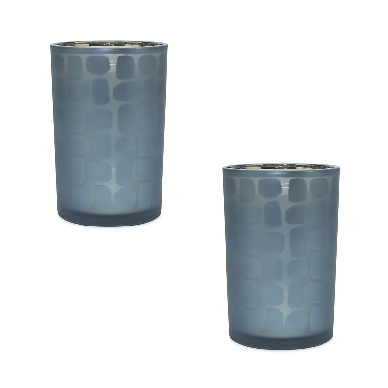 UPC 746427828048 product image for Melrose Frosted Glass Candle Holder 2-Piece Set, Blue | upcitemdb.com