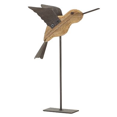 Melrose Natural Fir Wood Bird Figurine 2-Piece Set