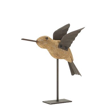 Melrose Natural Fir Wood Bird Figurine 2-Piece Set