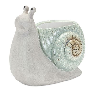 Melrose Whimsical Terra Cotta 2-Piece Garden Snail Planter Set