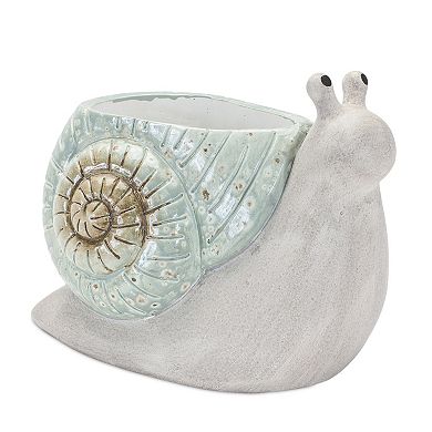 Melrose Whimsical Terra Cotta 2-Piece Garden Snail Planter Set