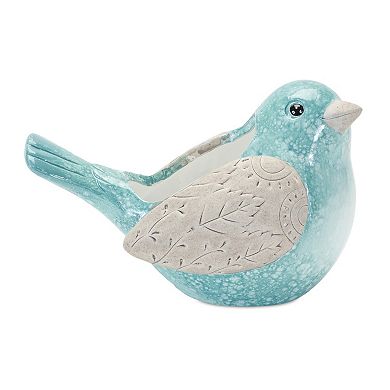 Melrose Whimsical Terra Cotta 2-Piece Garden Bird Planter Set