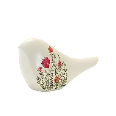 Melrose 2-Piece Modern Bird Figurine with Etched Floral Design Table Decor
