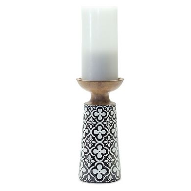 Melrose Black and White Ornamental Candle Holder 2-pc. Set