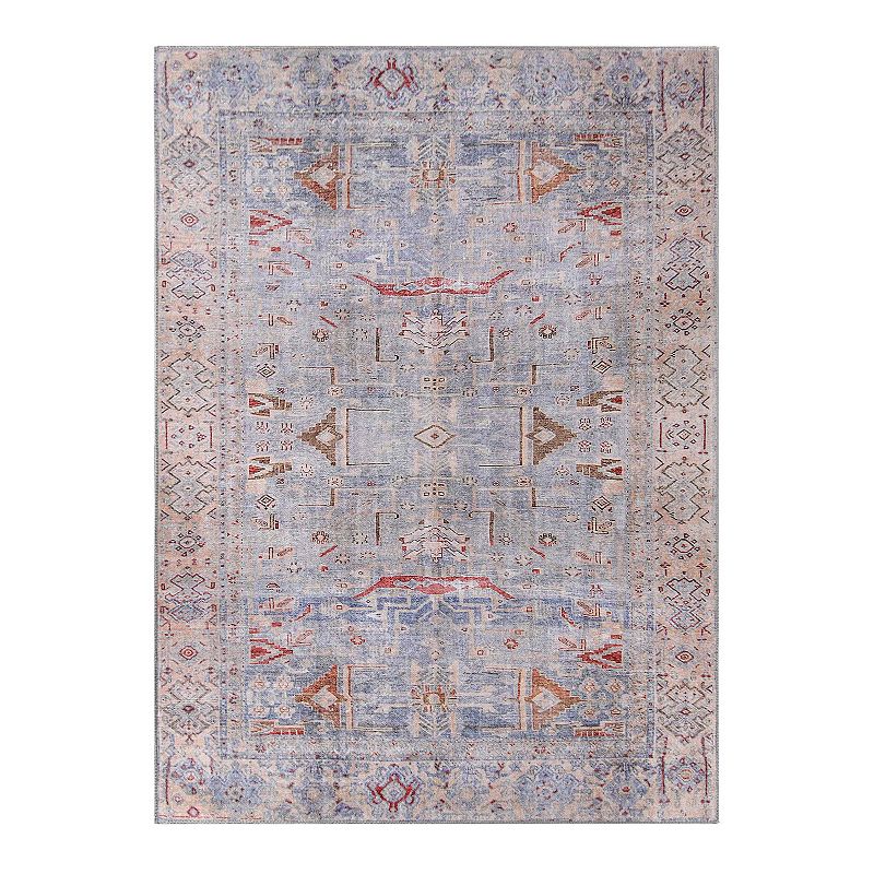 SUPERIOR Boho Geometric Distressed Indoor Area Rug, Yellow, 5.5X8.5 Ft