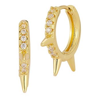 Cubic Zirconia Spiked Huggie Hoop Earrings