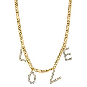 WINX 18k Gold Plated Cubic Zirconia Bold "Love" Necklace