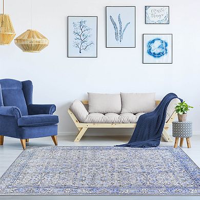 SUPERIOR Boho Distressed Floral Indoor Area Rug