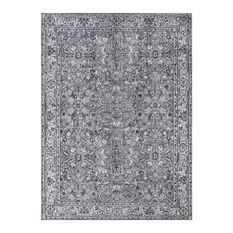 SUPERIOR Boho Distressed Floral Indoor Area Rug, Grey, 5.5X8.5 Ft