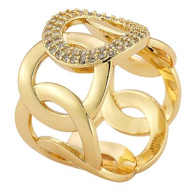 WINX 18k Gold Plated Cubic Zirconia Bold Link Ring