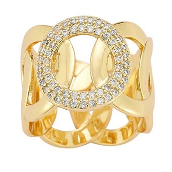 WINX 18k Gold Plated Cubic Zirconia Bold Link Ring