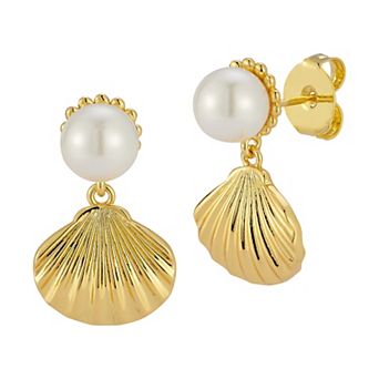 Freshwater Cultured Pearl Shell Earrings