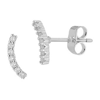 Cubic Zirconia Crescent Stud Earrings