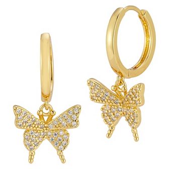 Cubic Zirconia Butterfly Drop Earrings