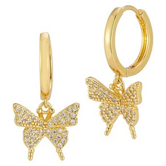 Cubic Zirconia Butterfly Drop Earrings