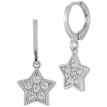 Cubic Zirconia Star Drop Earrings