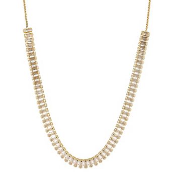 Cubic Zirconia Baguette Tennis Choker Necklace