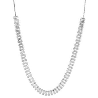 Cubic Zirconia Baguette Tennis Choker Necklace