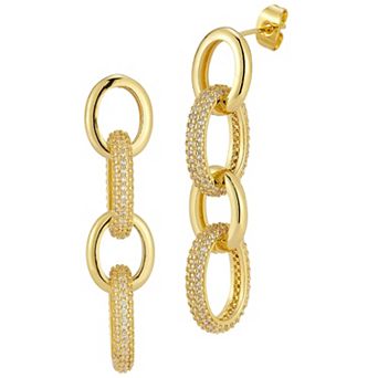 Cubic Zirconia Link Drop Earrings