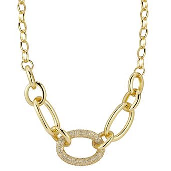 Cubic Zirconia Bold Link Necklace
