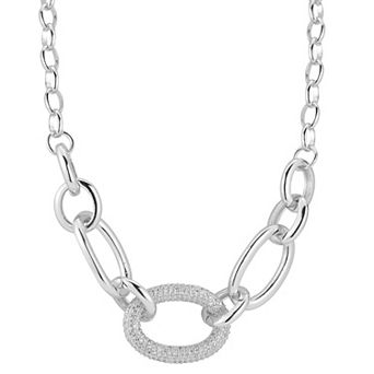 Cubic Zirconia Bold Link Necklace