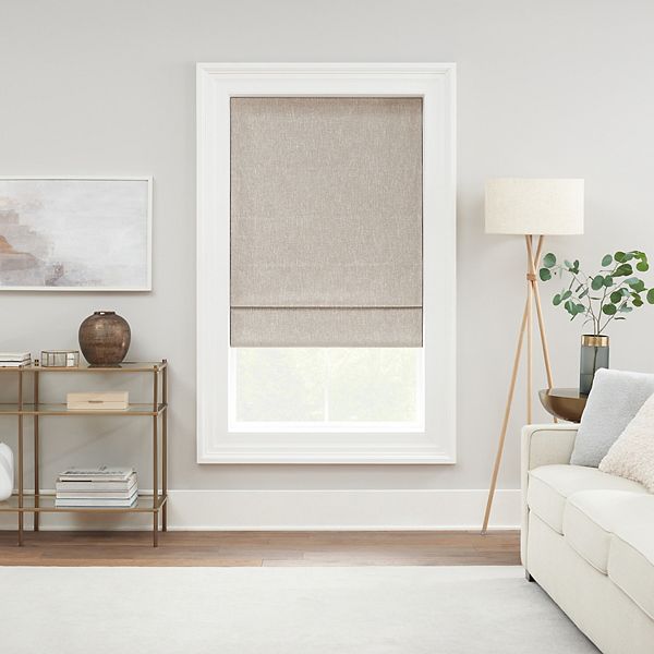 Eclipse Drewton Motorized 100% Blackout Cordless Roman Shade, 27"x64", Linen