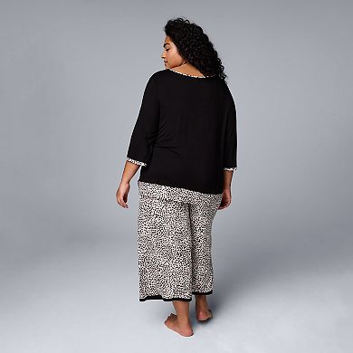 Plus Size Simply Vera Vera Wang 3/4 Sleeve Top & Capri Set