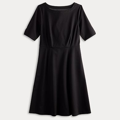 Women's Croft & Barrow® Elbow Sleeve A-Line Ponte Dress