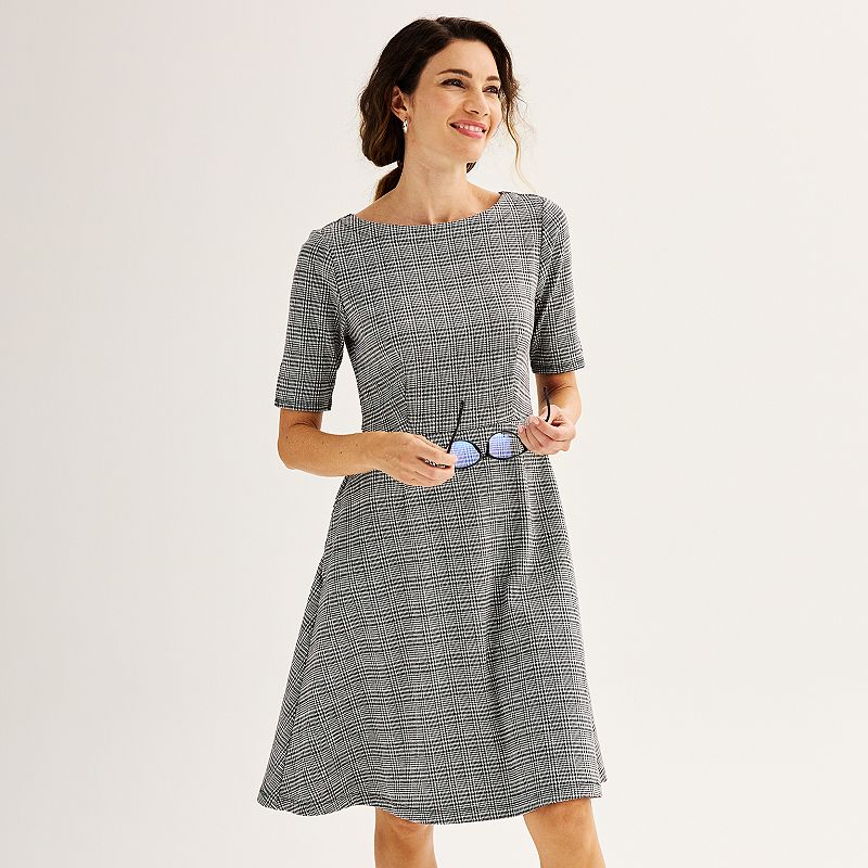 Women's Croft & Barrow® Elbow Sleeve A-Line Ponte Dress