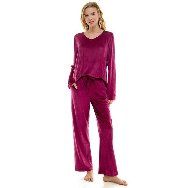 Women s Croft Barrow Velour Pajama Top Pajama Pants Set