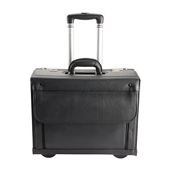 AmeriLeather Black Leather Wheeled Catalog Case